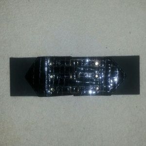 Bebe Belt -3 Silver Buckles, black reptile pattern